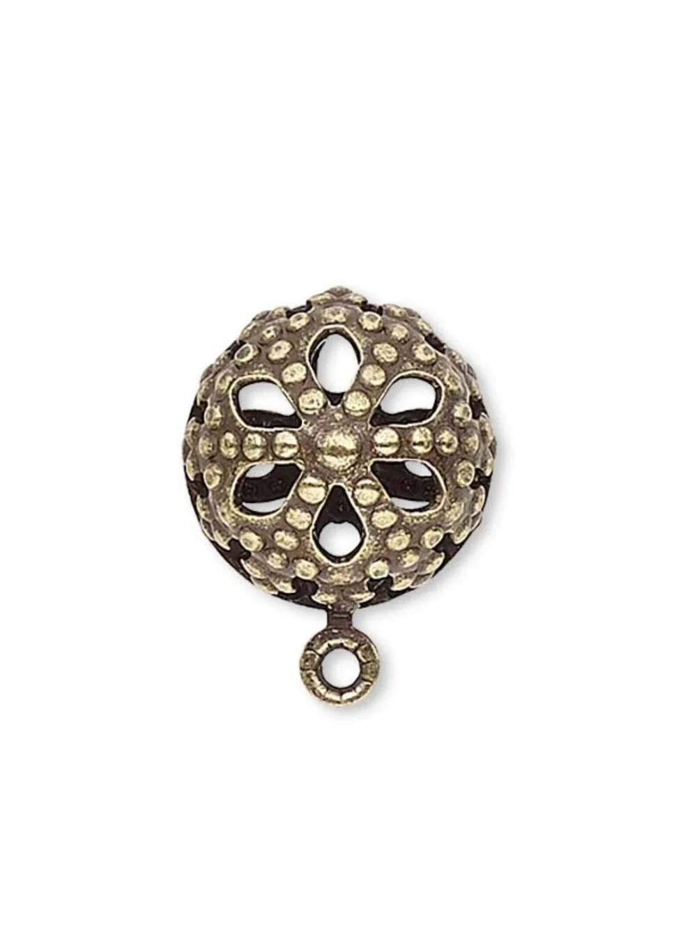 Lacy Bronze Antique Brass Domed 10mm Filigree Stud Post Earring Findings 10 pcs